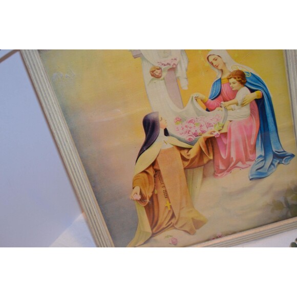 1940s St. Theresa Little Flowers of Jesus Framed Art - Picture 6 of 7